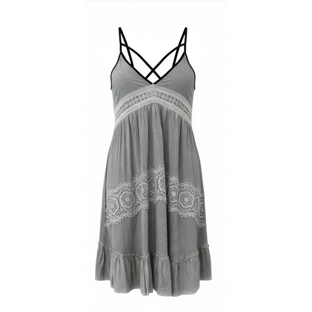 POL Sun Dress Lace Gypsy In Stone Gray Size Small NEW